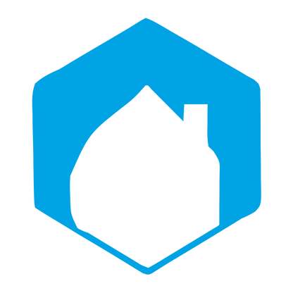 Negative Space House Hexagon Logo #00a3e4