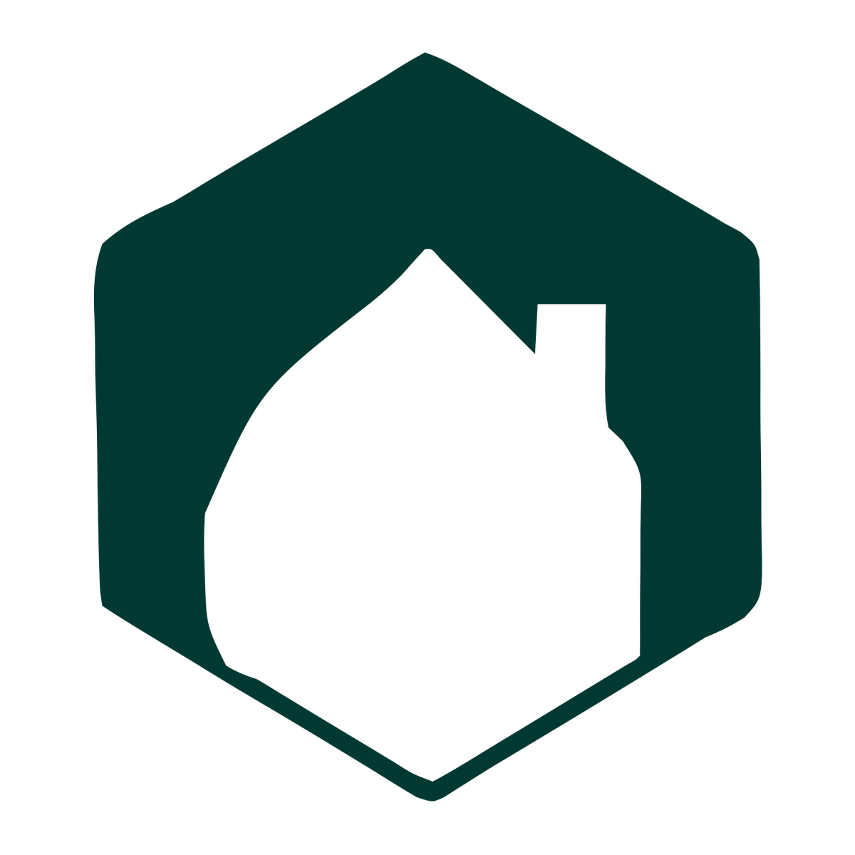 Negative Space House Hexagon Logo #003932