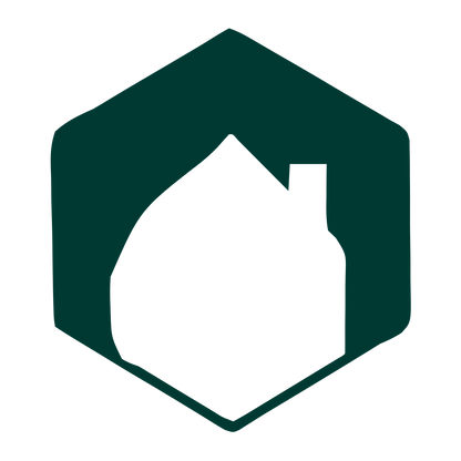 Negative Space House Hexagon Logo #003932