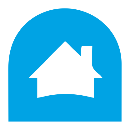 House Arch Negative Space Logo #00a3e4