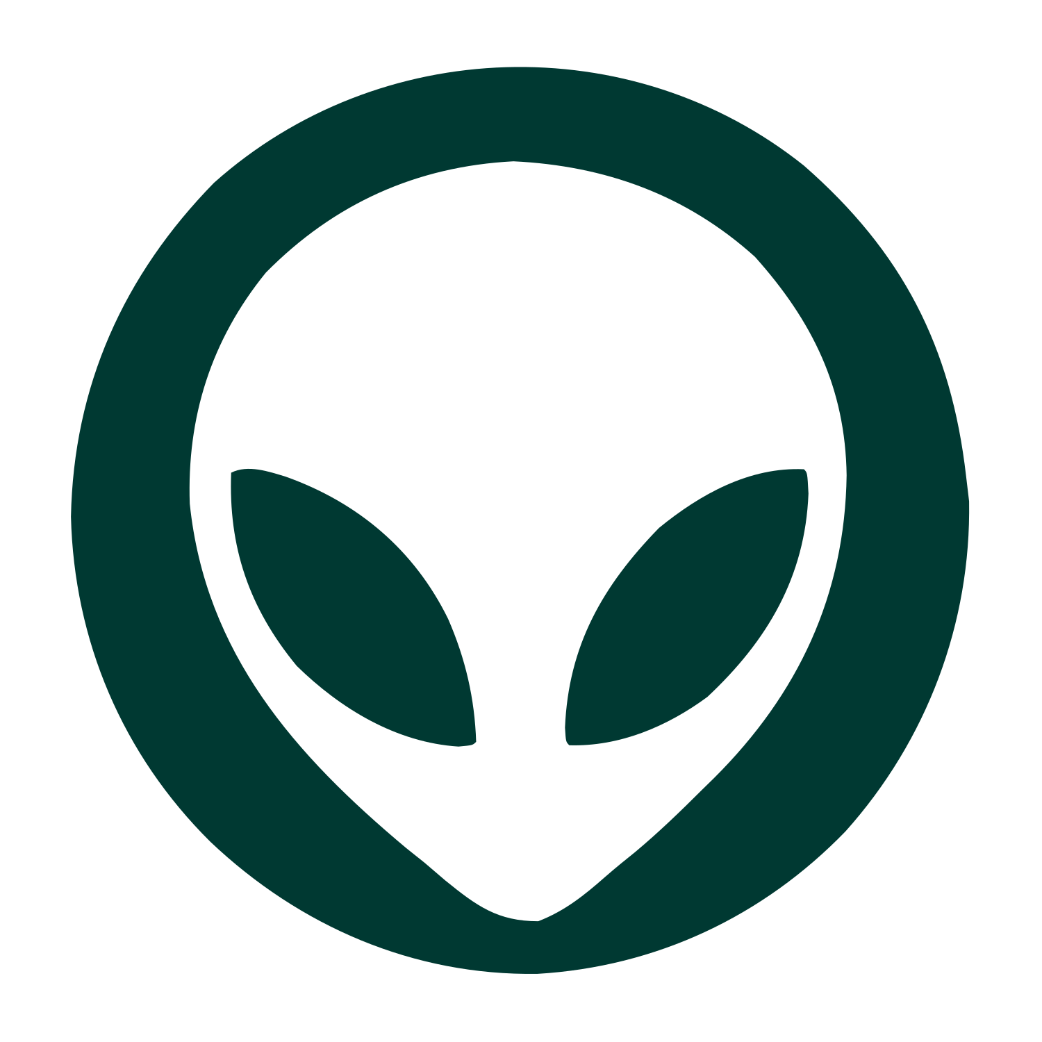 Alien Face Circle Logo #003932