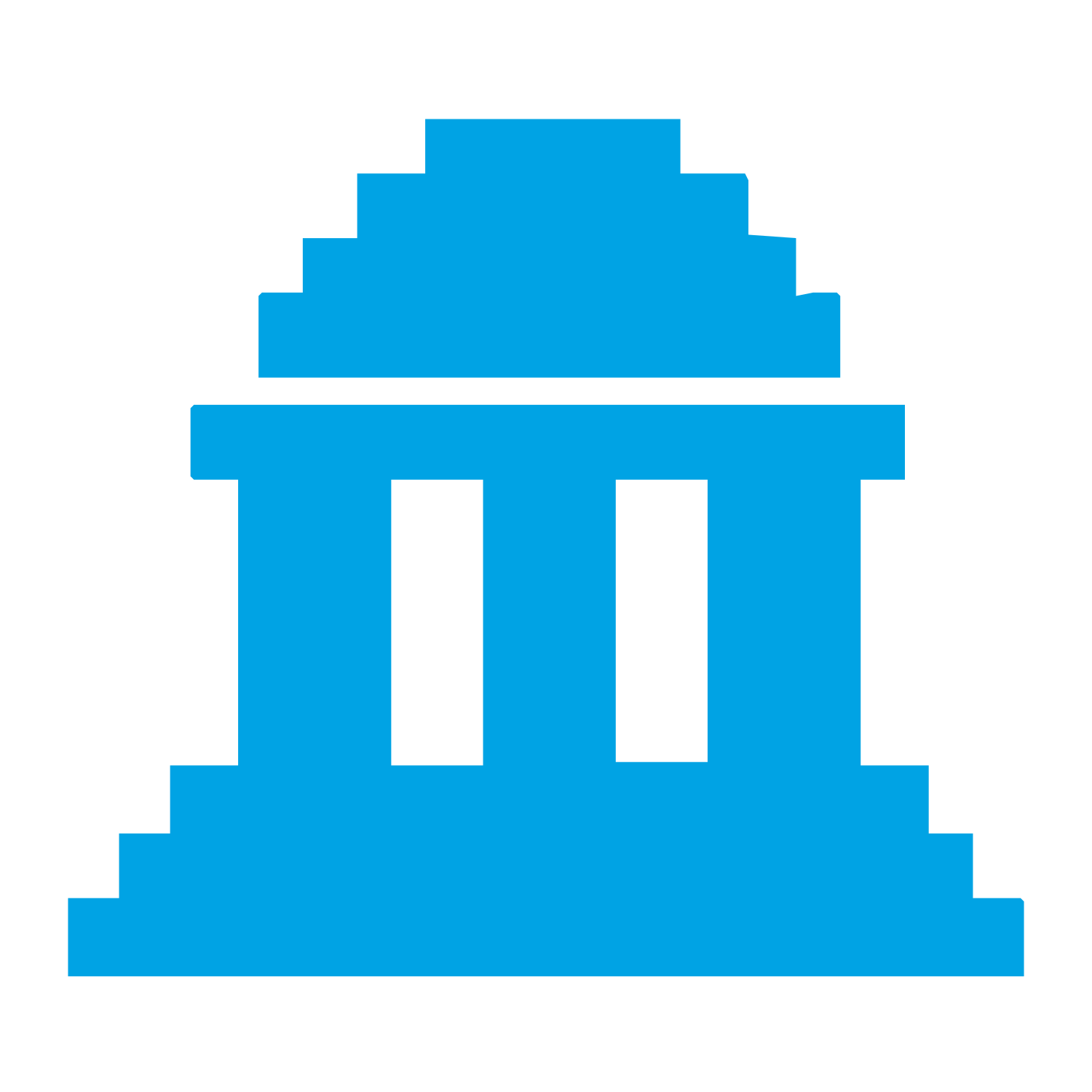 Pixel Temple Columns Logo #00a3e4