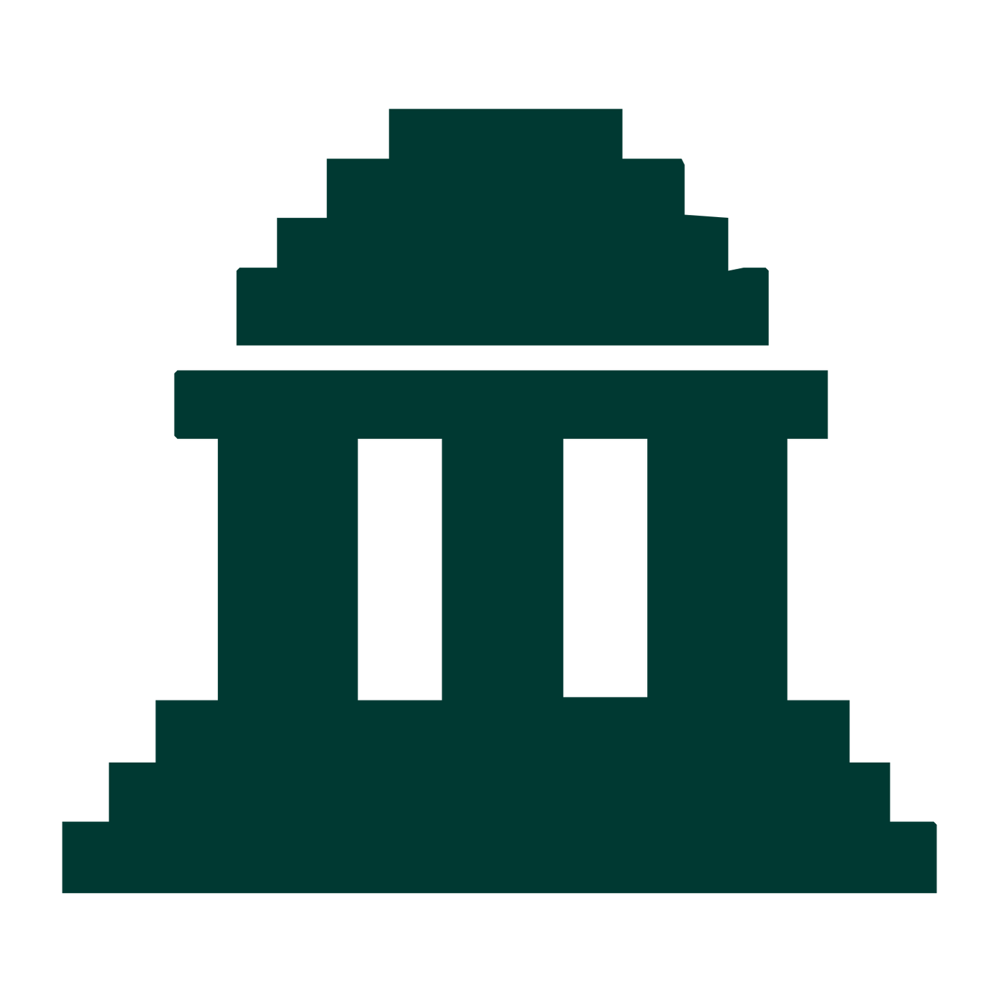 Pixel Temple Columns Logo #003932