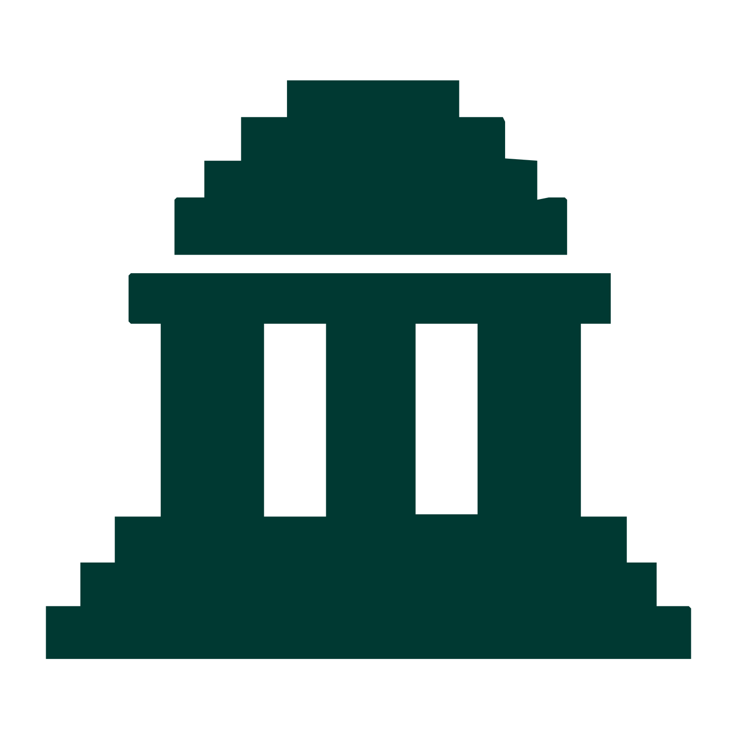 Pixel Temple Columns Logo #003932