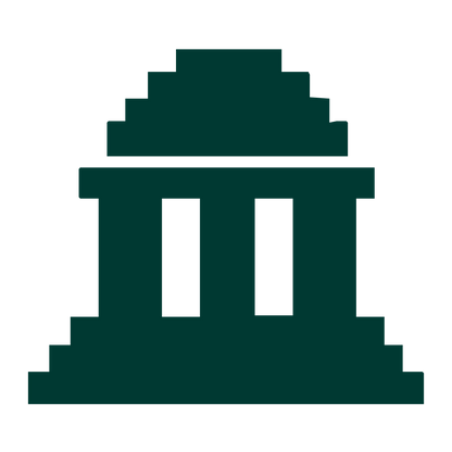 Pixel Temple Columns Logo #003932