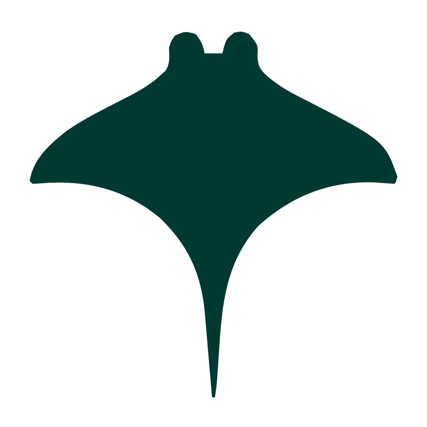 Manta Ray Silhouette Logo #003932