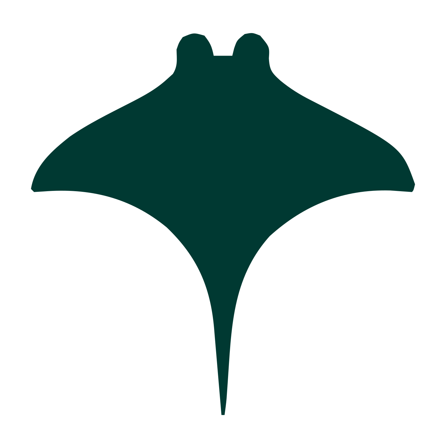 Manta Ray Silhouette Logo #003932