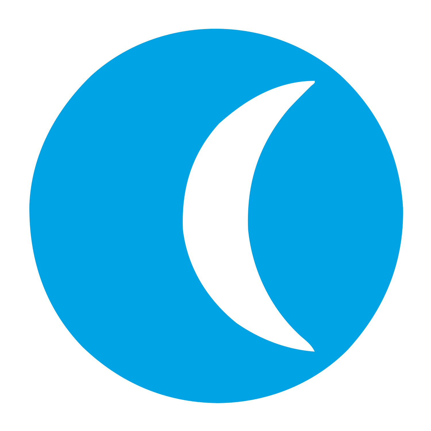 Crescent Moon Negative Space Logo #00a3e4