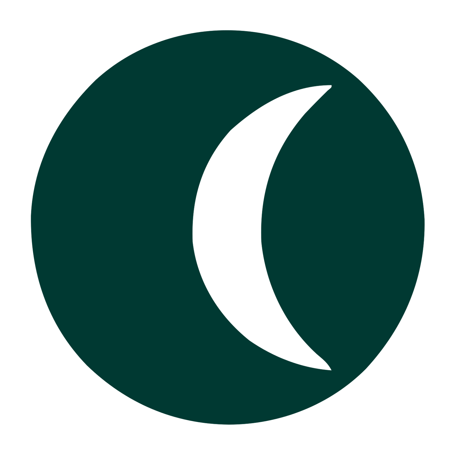 Crescent Moon Negative Space Logo #003932