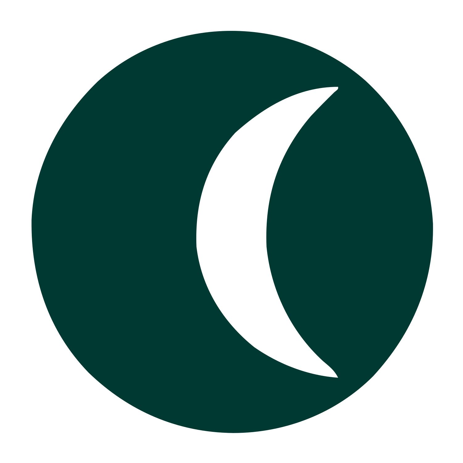 Crescent Moon Negative Space Logo #003932