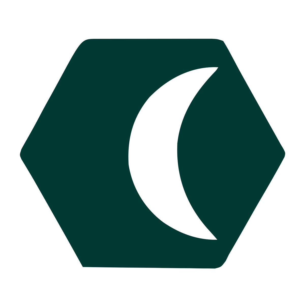 Crescent Moon Hexagon Logo #003932
