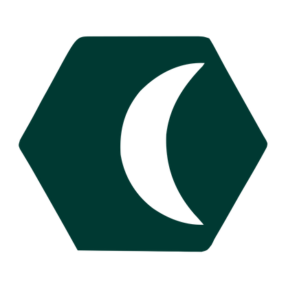 Crescent Moon Hexagon Logo #003932