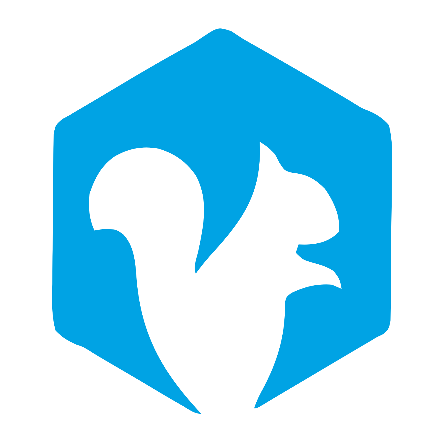 Squirrel Hexagon Negative Space Logo #00a3e4