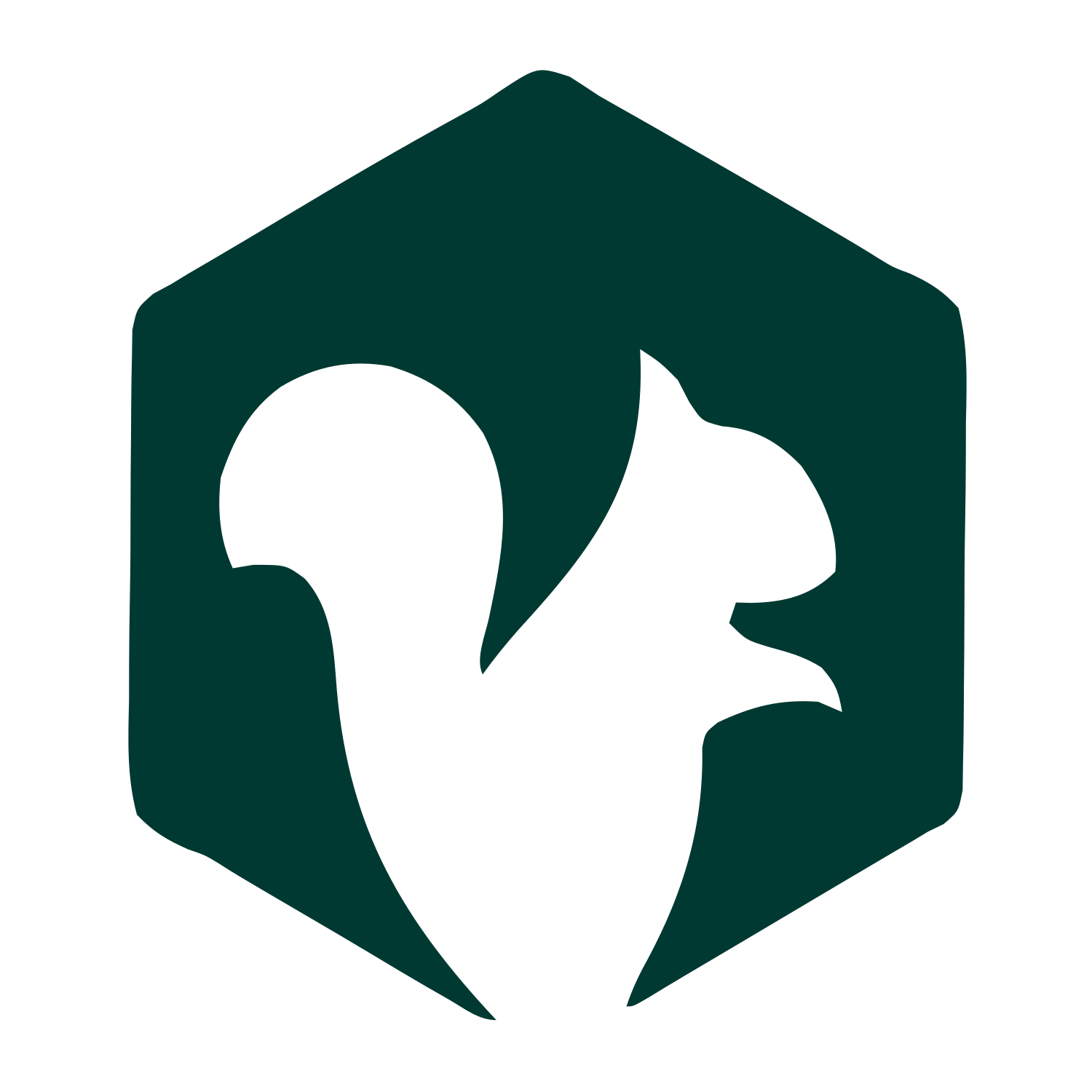 Squirrel Hexagon Negative Space Logo #003932