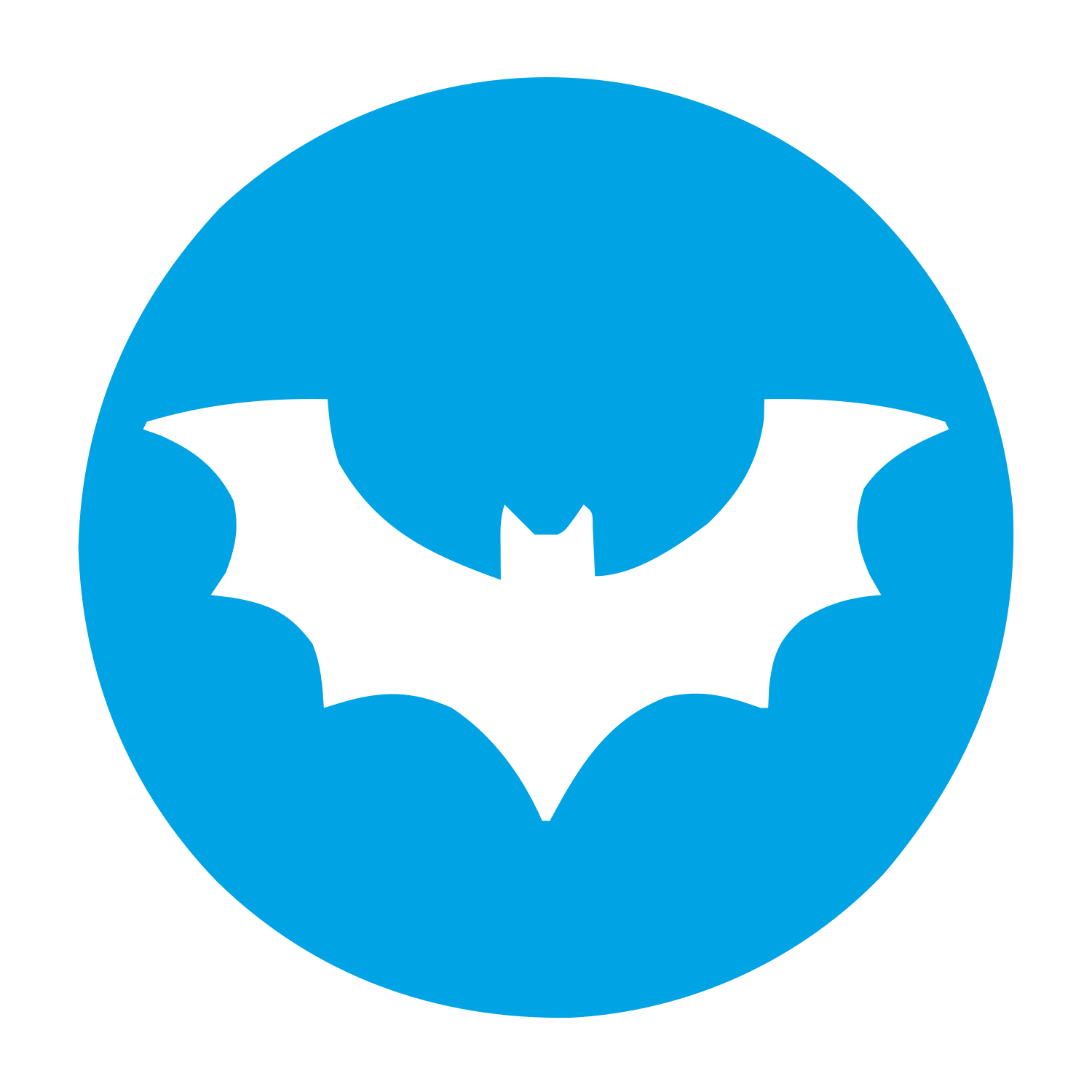 Bat Circle Negative Space Logo #00a3e4