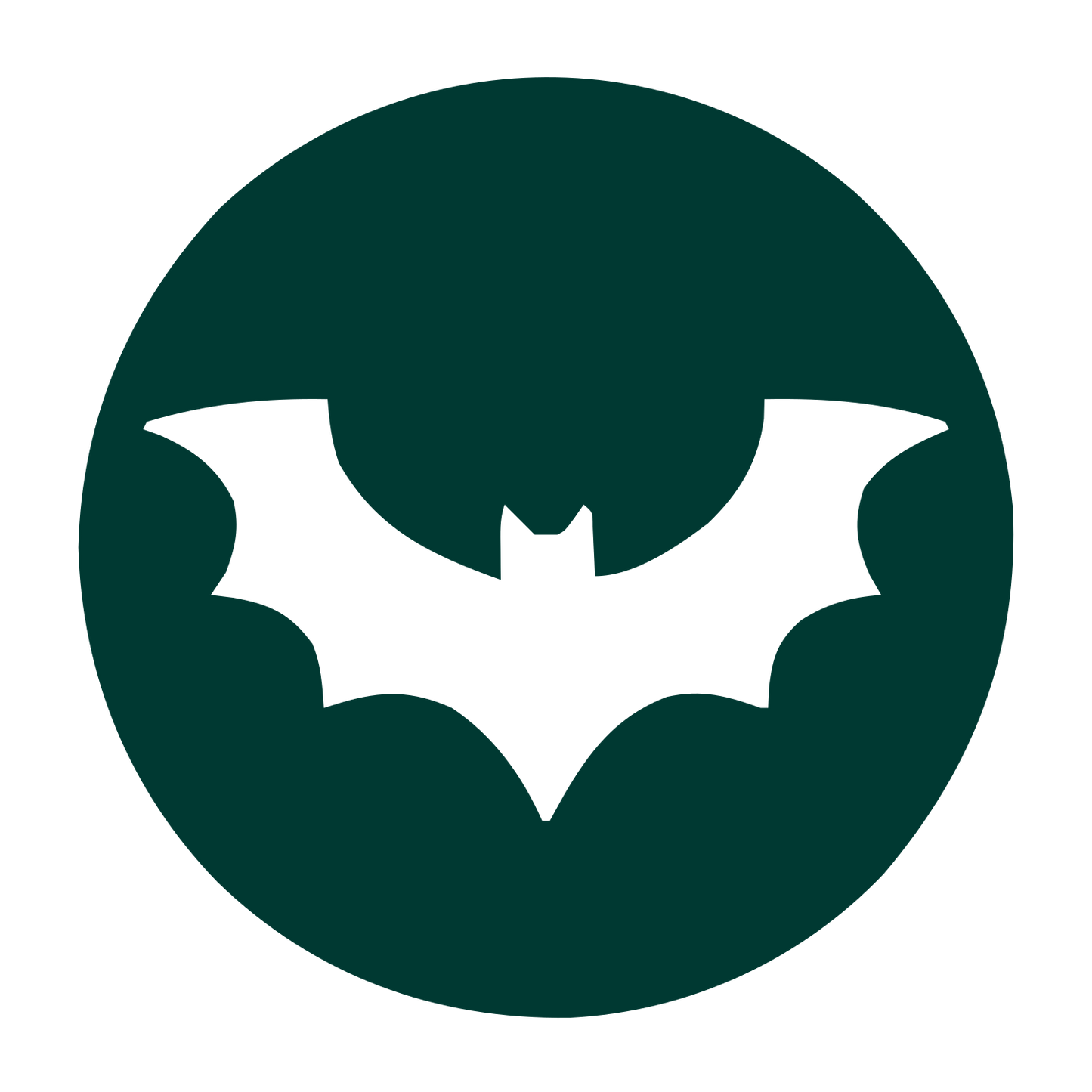 Bat Circle Negative Space Logo #003932