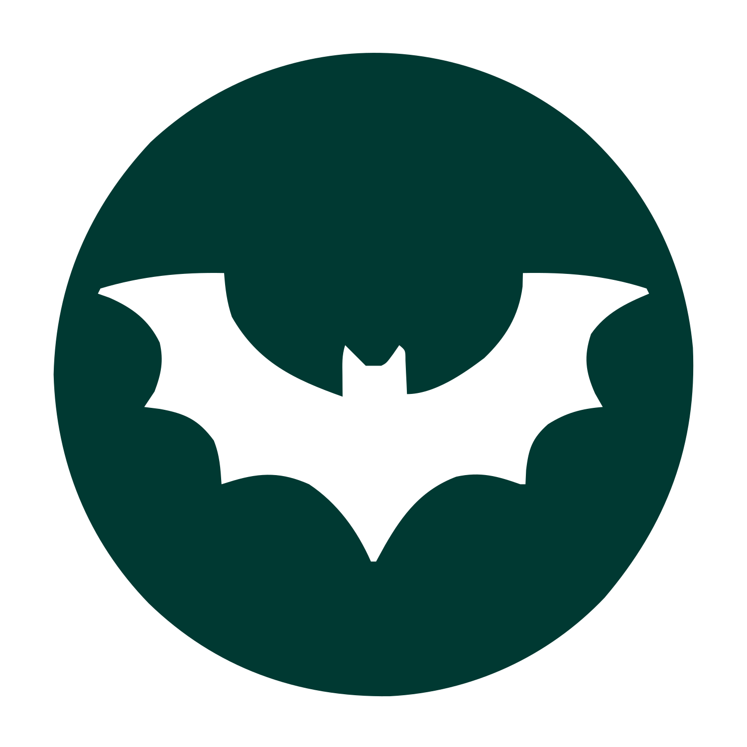 Bat Circle Negative Space Logo #003932