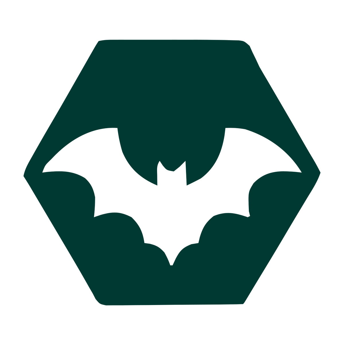 Negative Space Bat Logo #003932