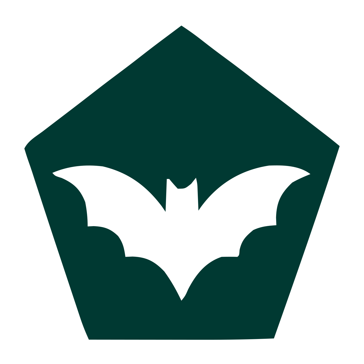 Negative Space Bat Logo #003932