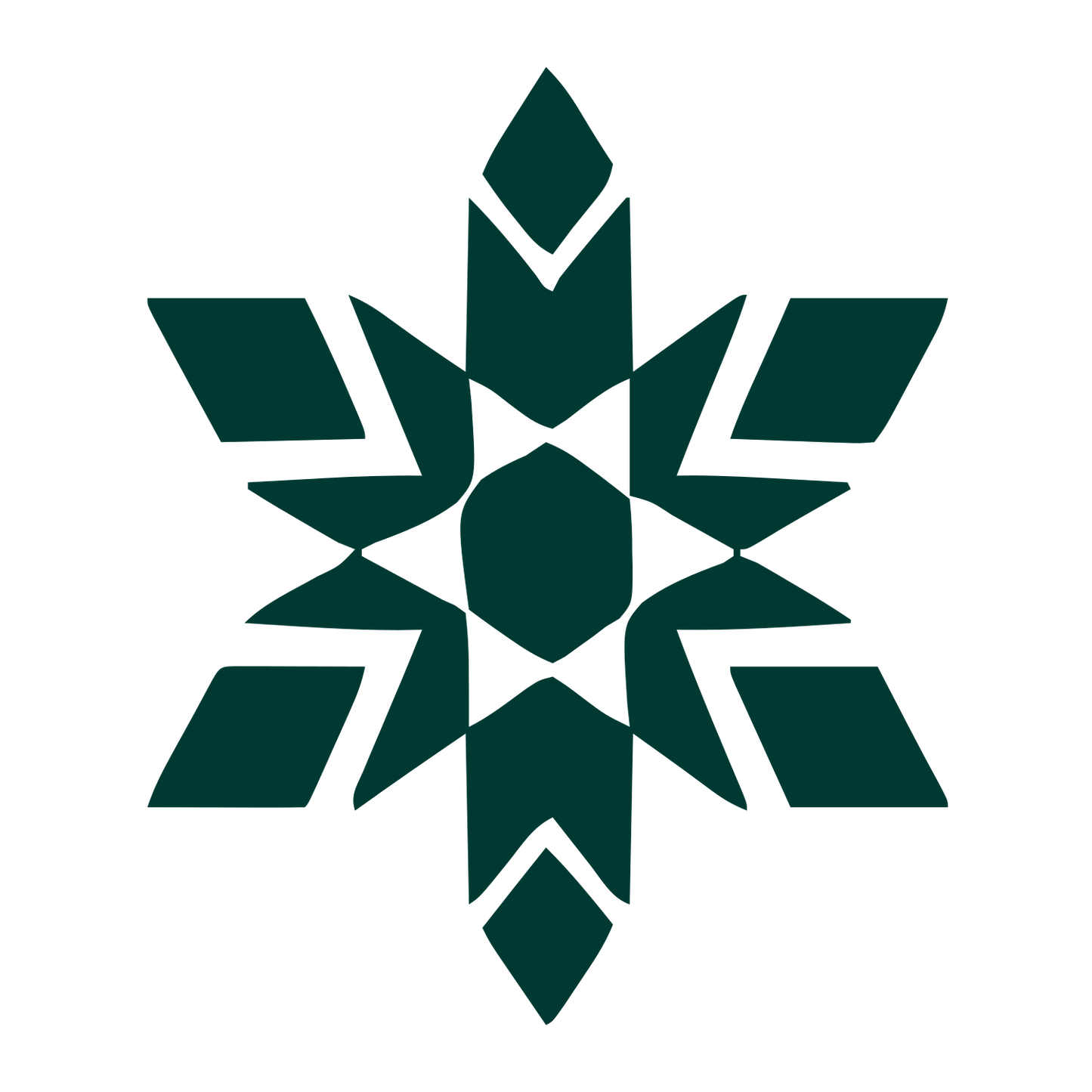 Layered Snowflake Geometric Logo #003932