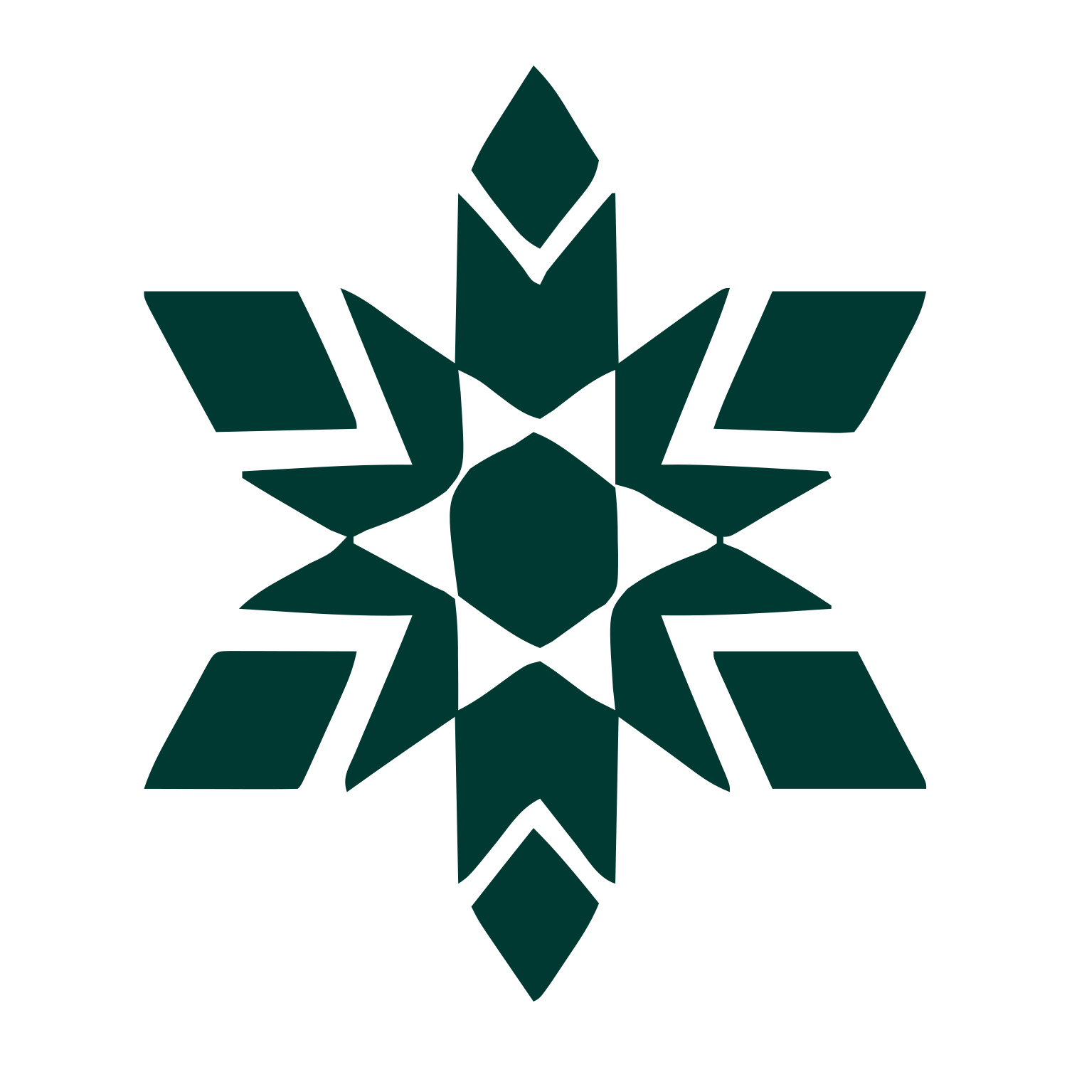 Layered Snowflake Geometric Logo #003932