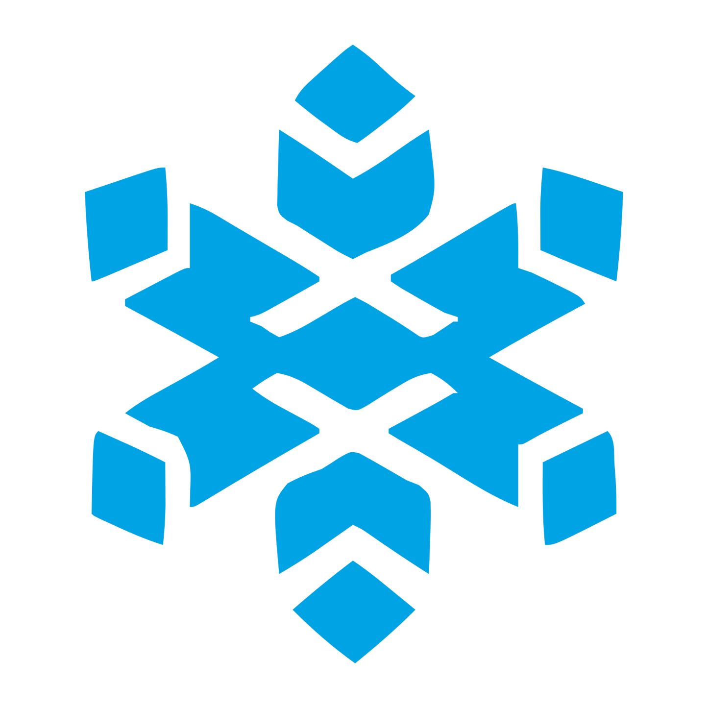 Layered Overlap Snowflake Logo #00a3e4