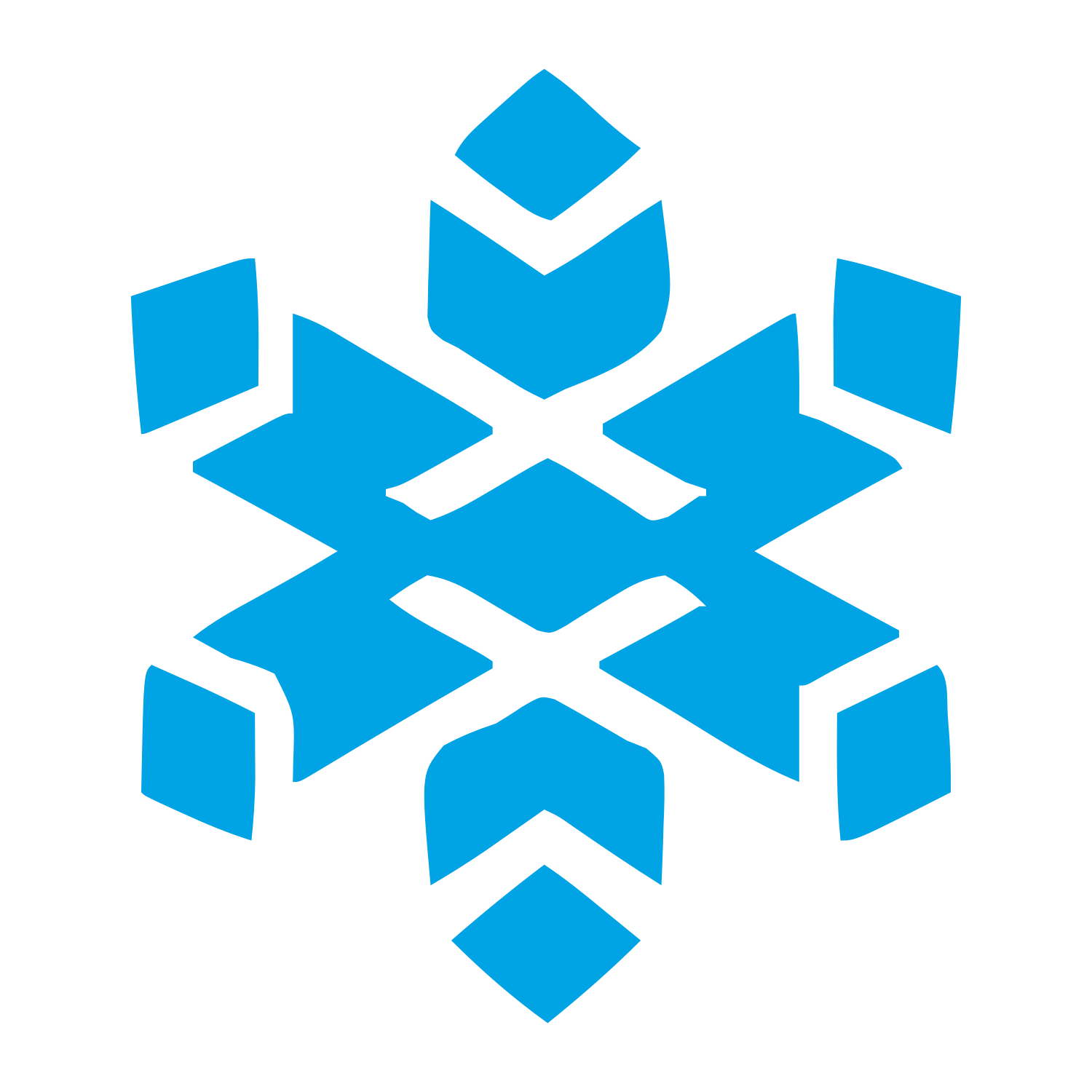 Layered Overlap Snowflake Logo #00a3e4