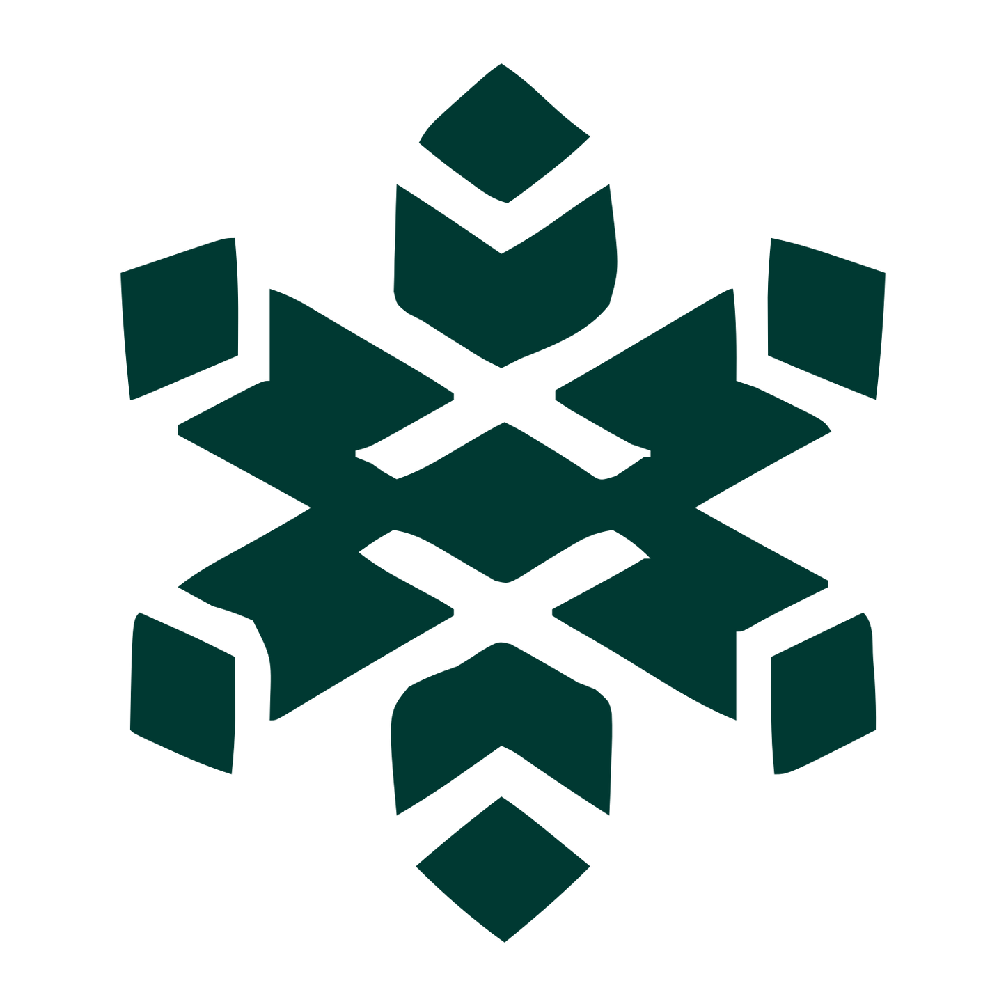 Layered Overlap Snowflake Logo #003932