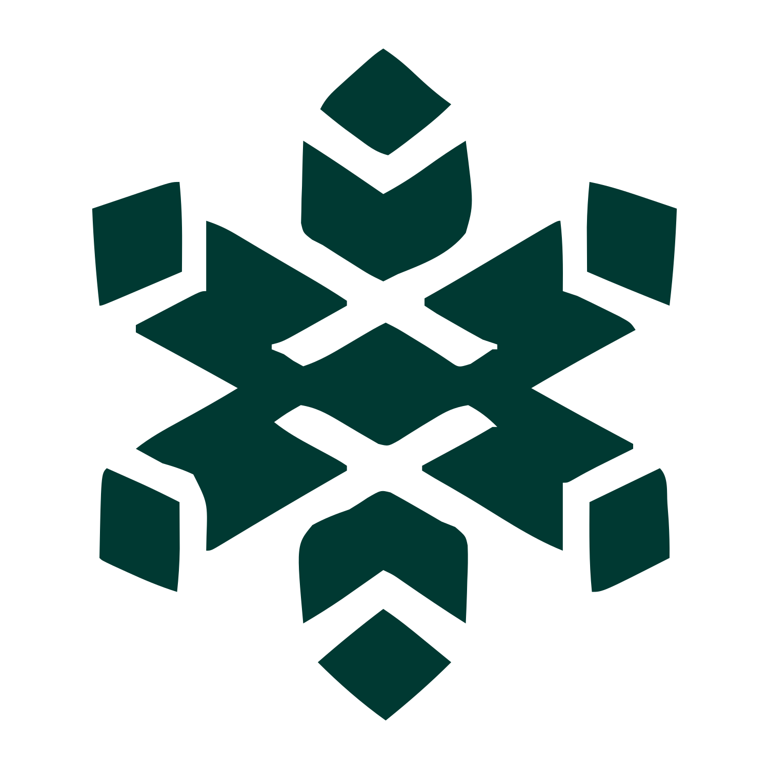 Layered Overlap Snowflake Logo #003932