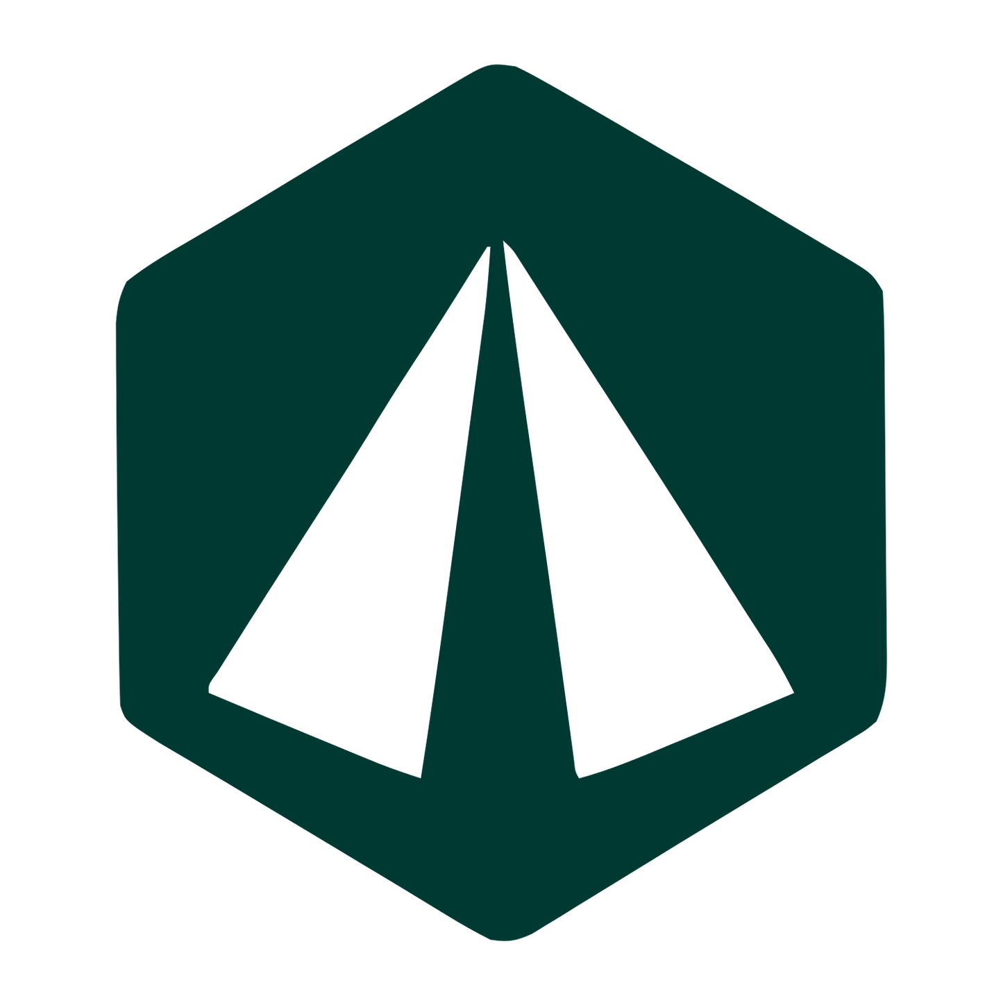 Hexagon Pyramid Negative Space Logo #003932