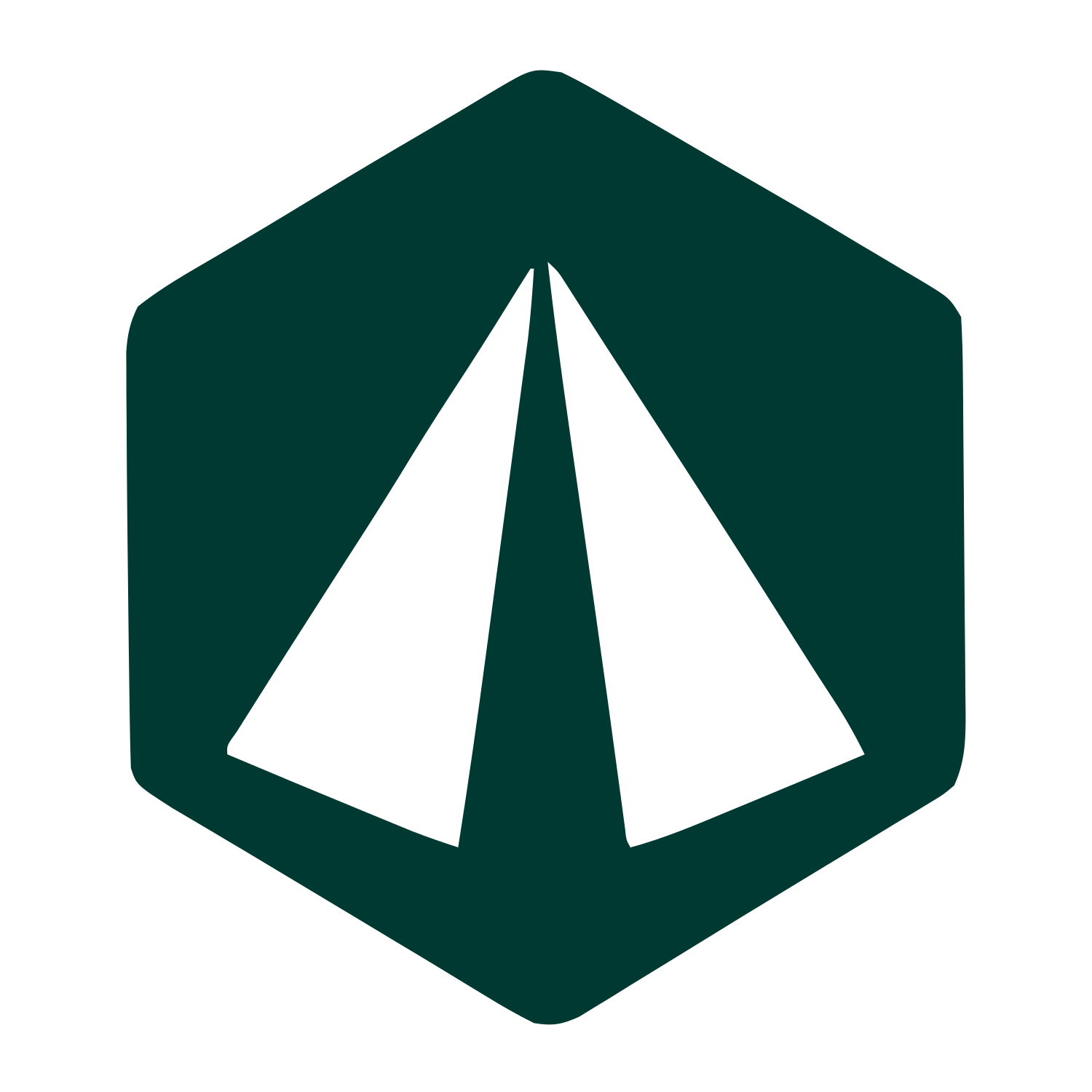 Hexagon Pyramid Negative Space Logo #003932