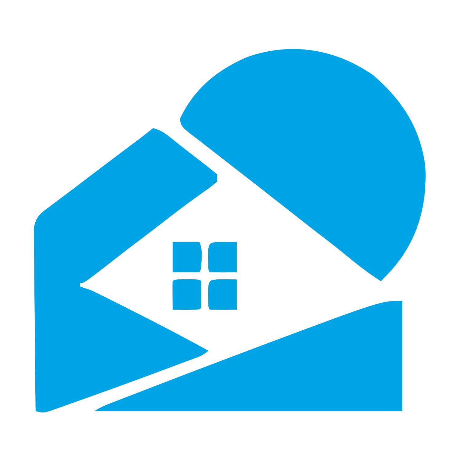 House and Sun Overlap Logo #00a3e4