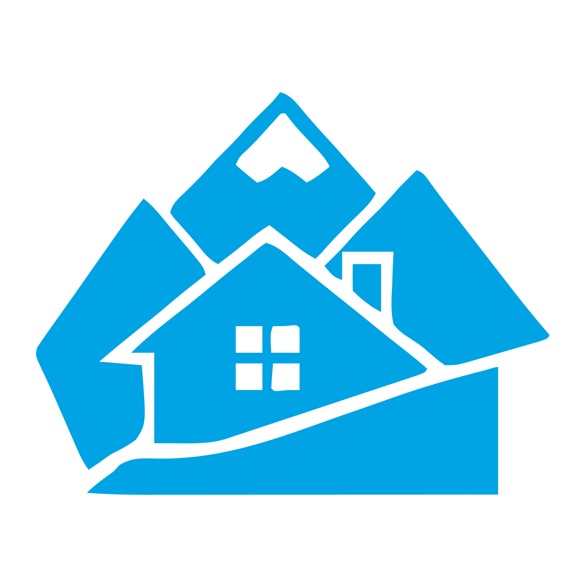 Mountain Cabin Overlap Logo #00a3e4