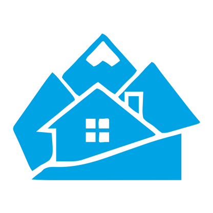 Mountain Cabin Overlap Logo #00a3e4