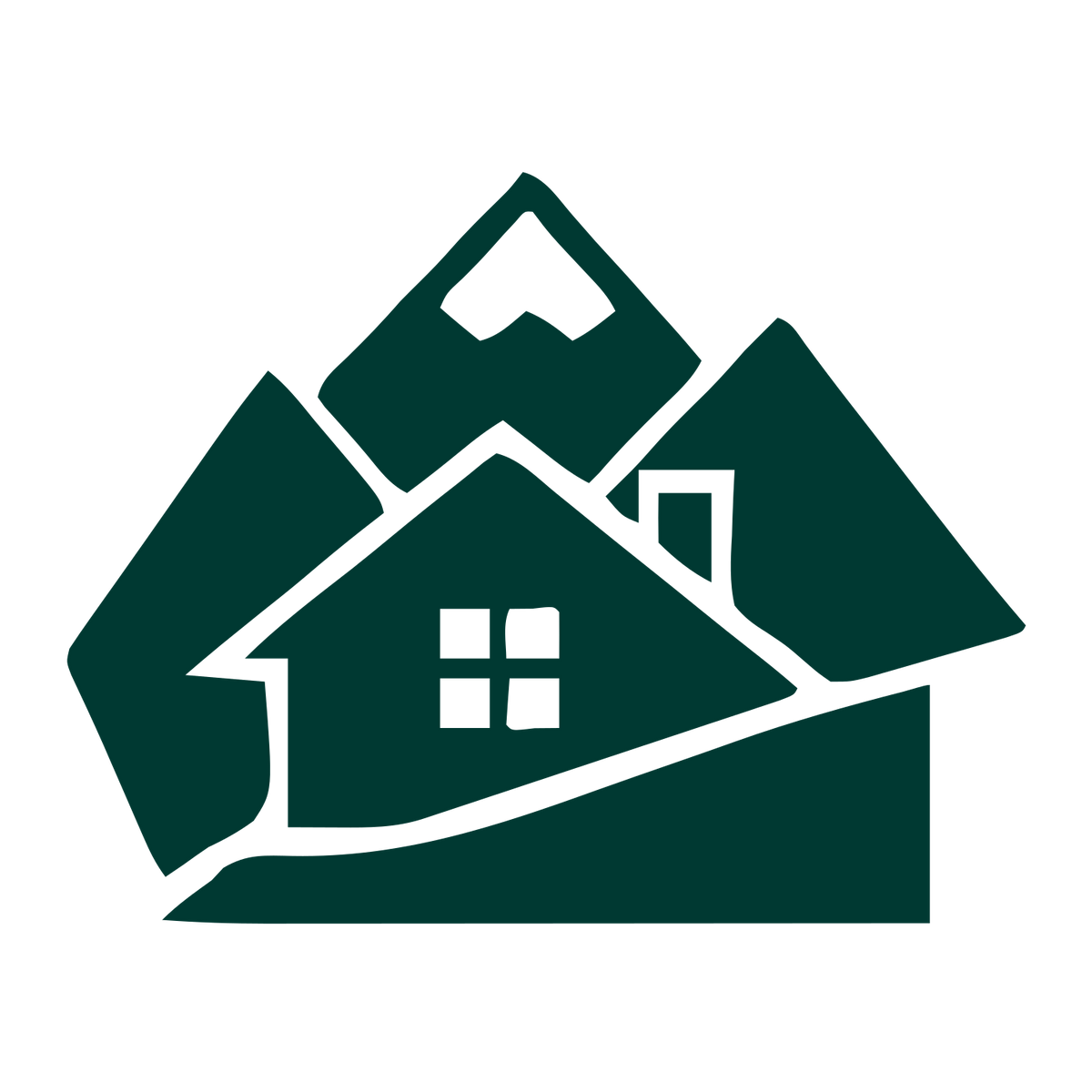 Mountain Cabin Overlap Logo #003932