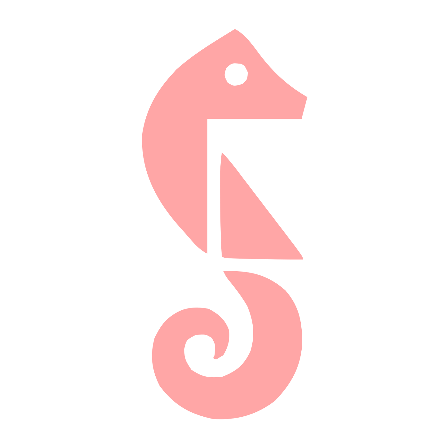 Swiss Style Seahorse Logo #ffa6a6