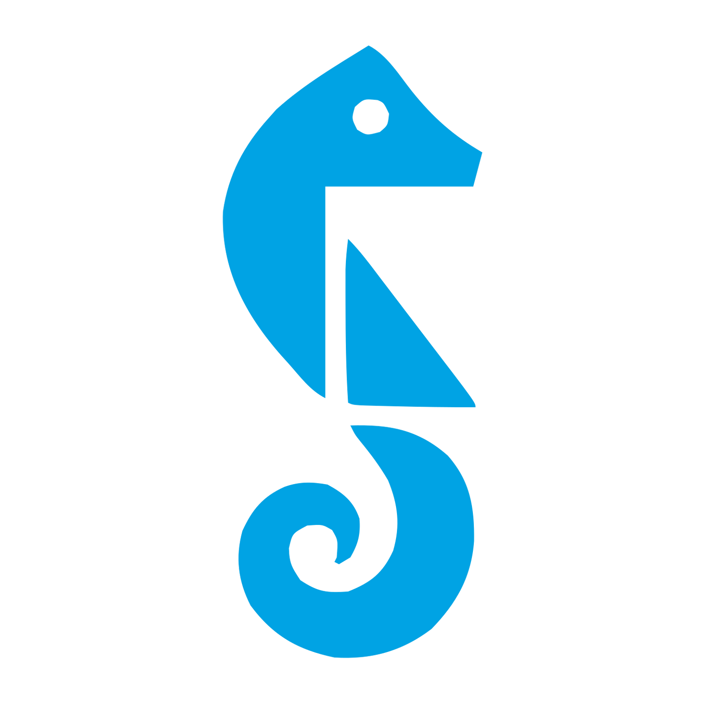 Swiss Style Seahorse Logo #00a3e4