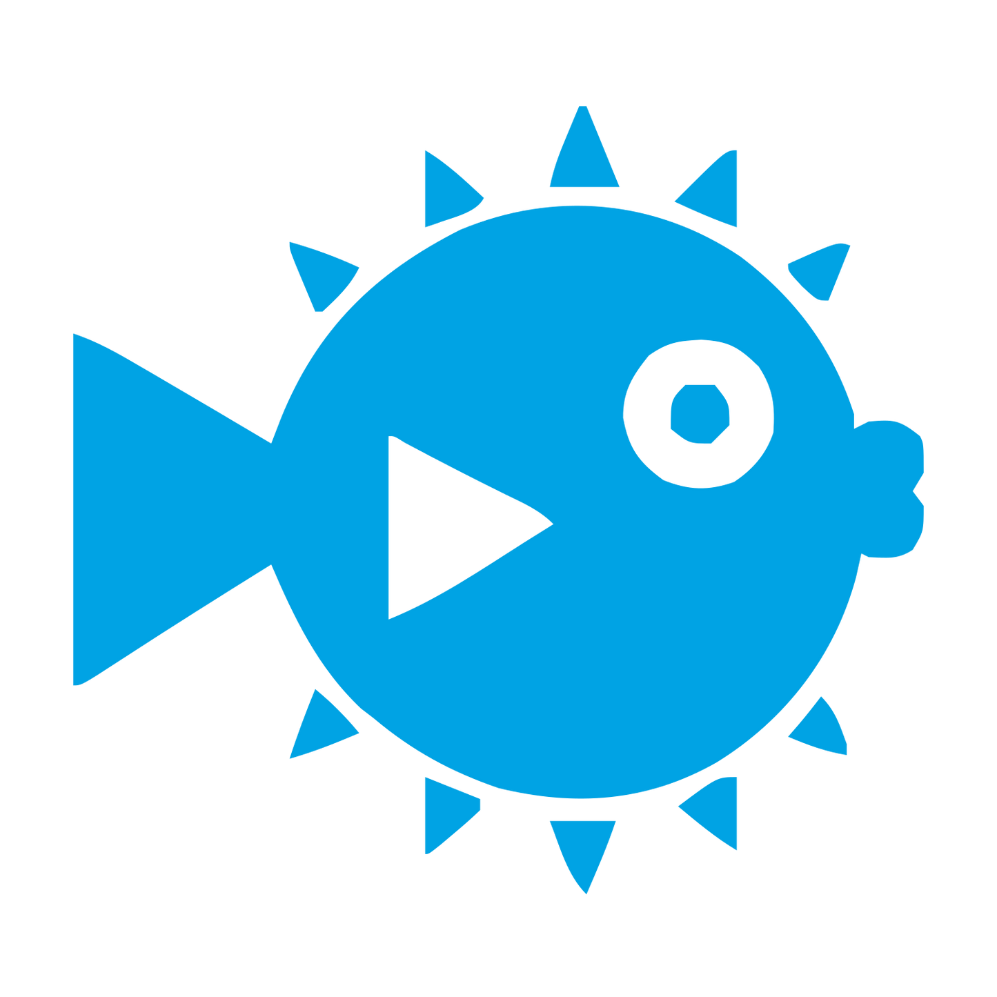 Bold Geometric Pufferfish Logo #00a3e4