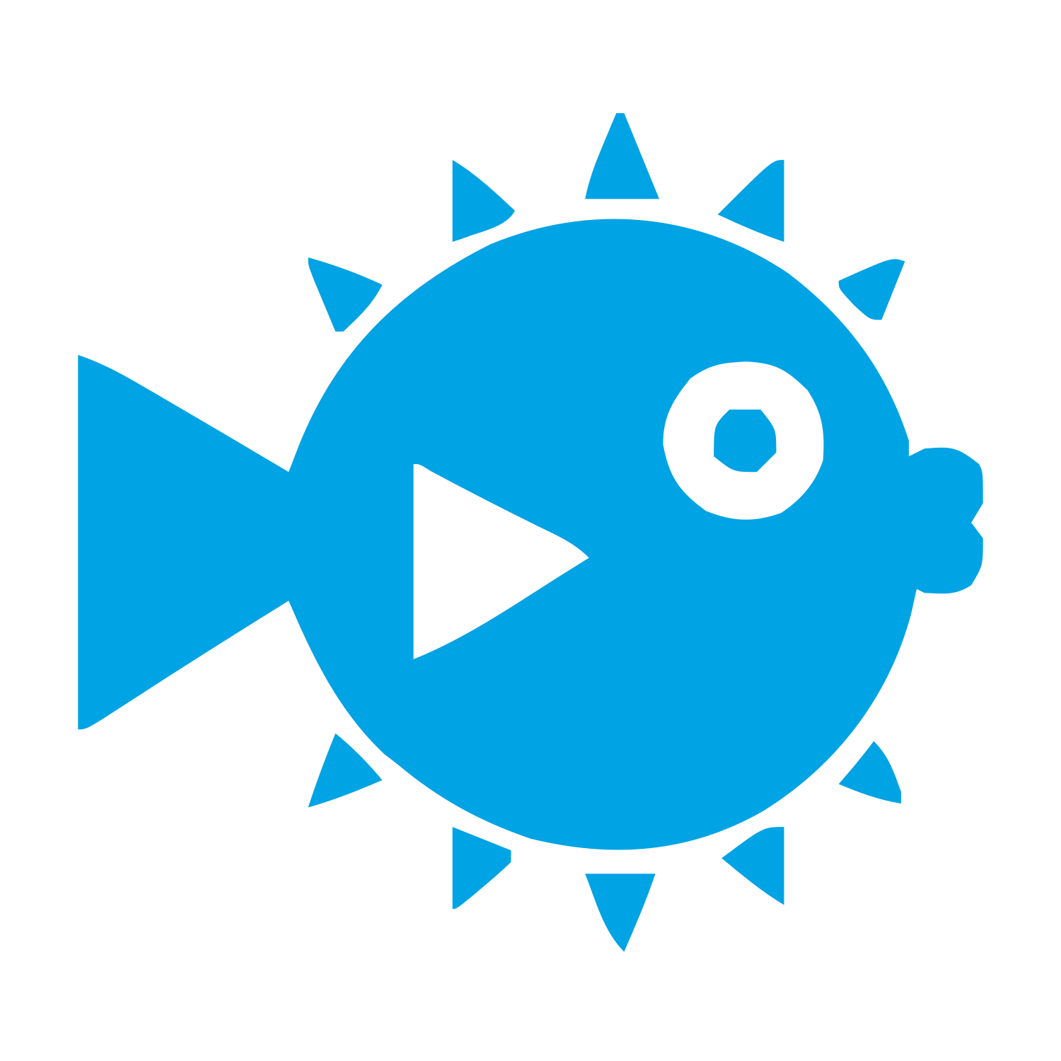 Bold Geometric Pufferfish Logo #00a3e4