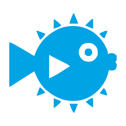 Bold Geometric Pufferfish Logo #00a3e4