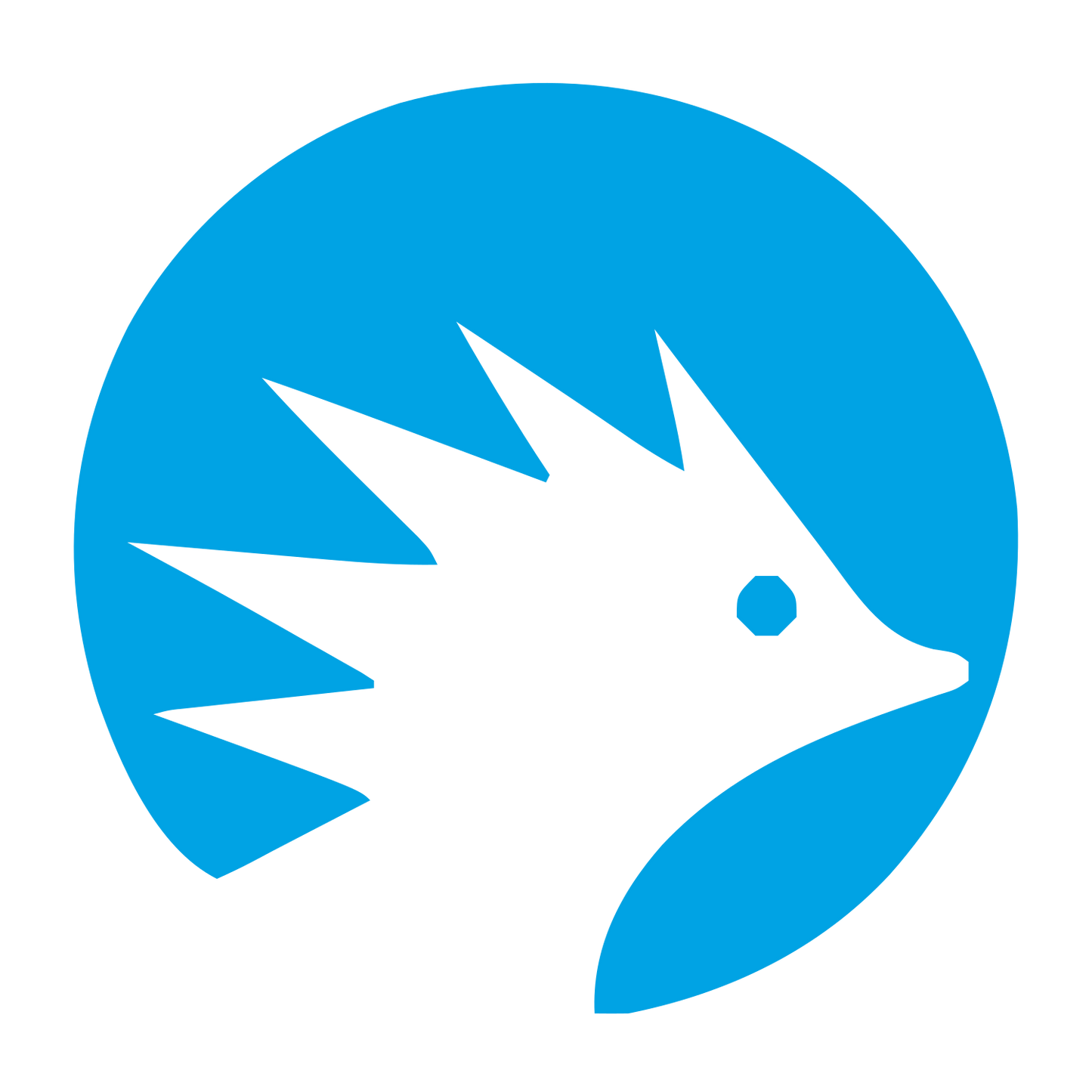 Hedgehog Circle Negative Space Logo #00a3e4
