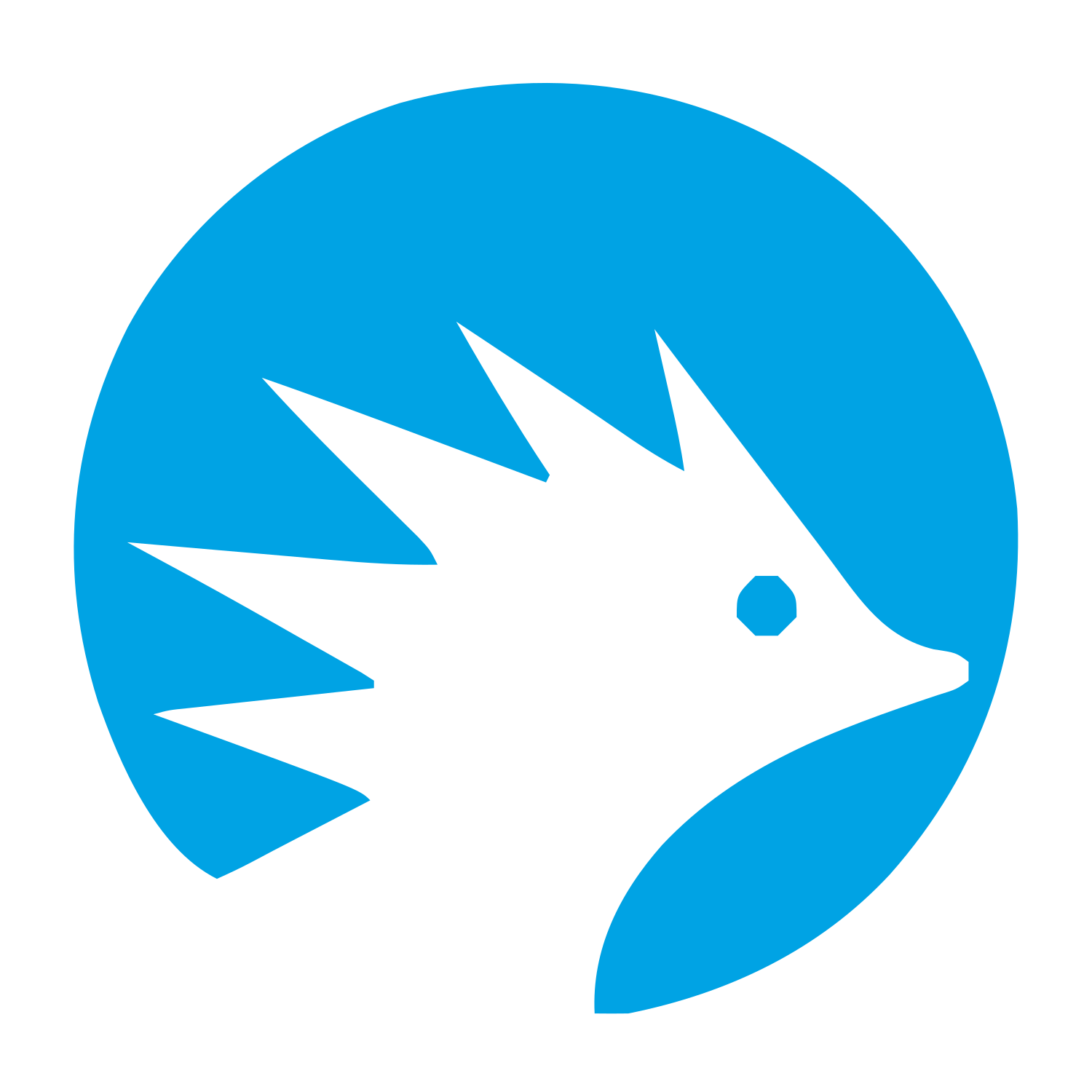 Hedgehog Circle Negative Space Logo #00a3e4