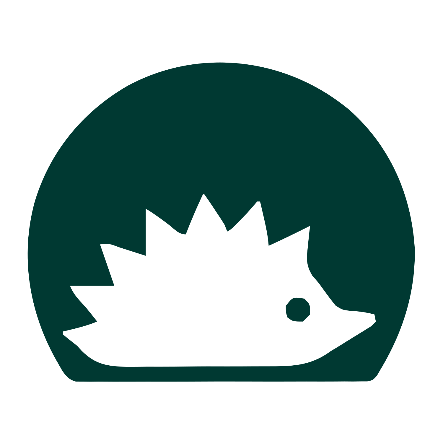 Hedgehog Negative Space Logo #003932