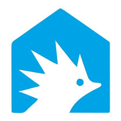 Hedgehog House Negative Space Logo #00a3e4