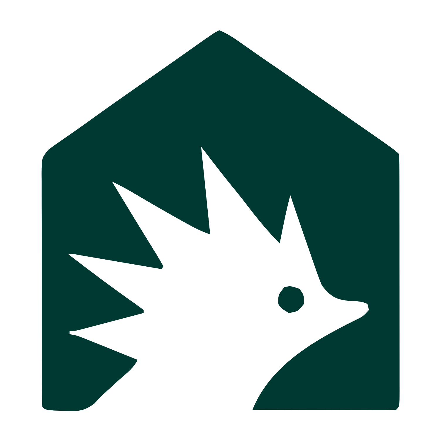 Hedgehog House Negative Space Logo #003932