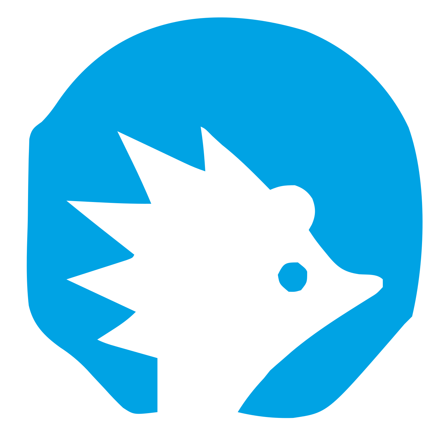 Hedgehog Octagon Negative Space Logo #00a3e4