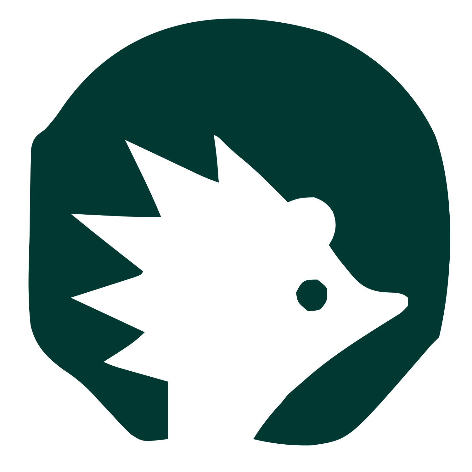 Hedgehog Octagon Negative Space Logo #003932