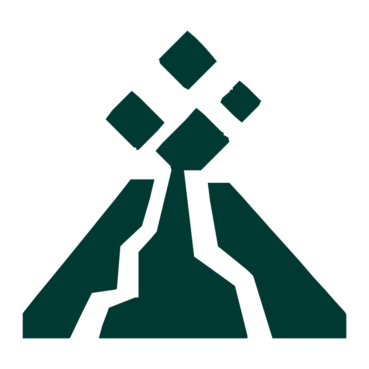 Brutalist Volcano Eruption Logo #003932