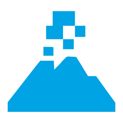 Pixel Volcano Eruption Logo #00a3e4