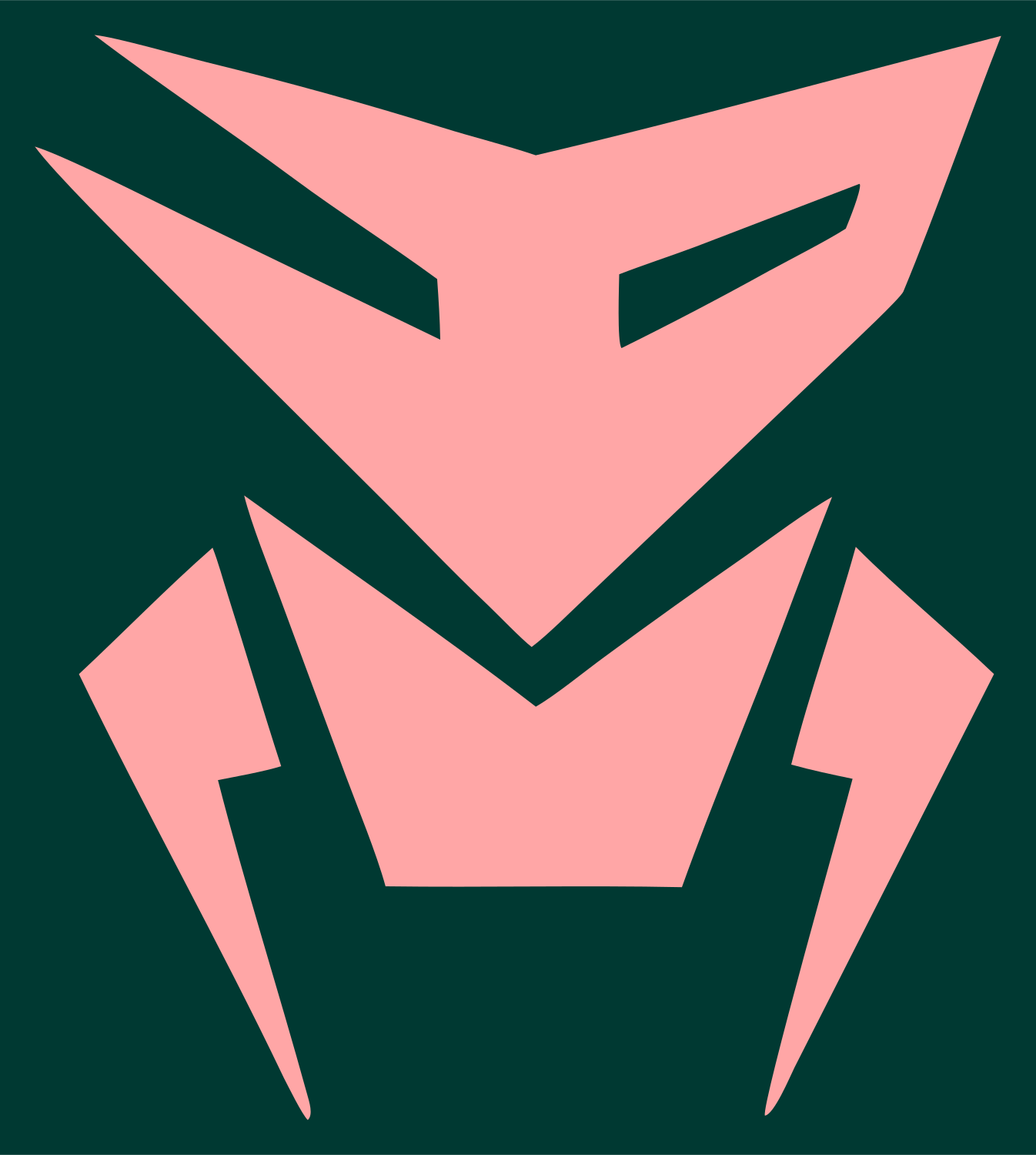 Industrial Robot Face Logo #003932/#ffa6a6